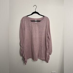 Women's Terra & Sky Pink Long Sleeve Sweater- 2X